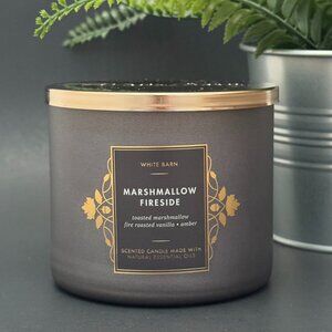 BBW Marshmallow Fireside White Barn Bath & Body Works 3 Wick Candle